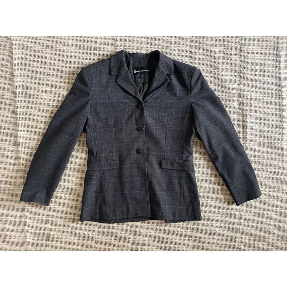 Larry Levine Women's Sz 10P Long-Sleeve Button-Up Plaid Suit Jacket Career Work - Picture 1 of 6